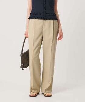 【WEB限定 Wardrobe DAILY MINIMAL】メランジ タックストレートパンツ ウォッシャブル
