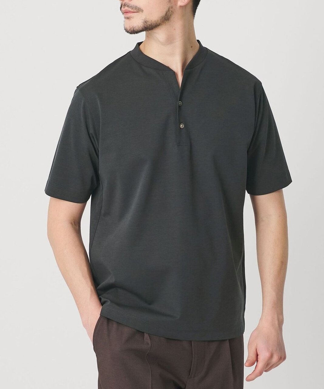 【WEB限定 WARDROBE SMART】クール ハイゲージ モクロディ ヘンリーネック カットソー