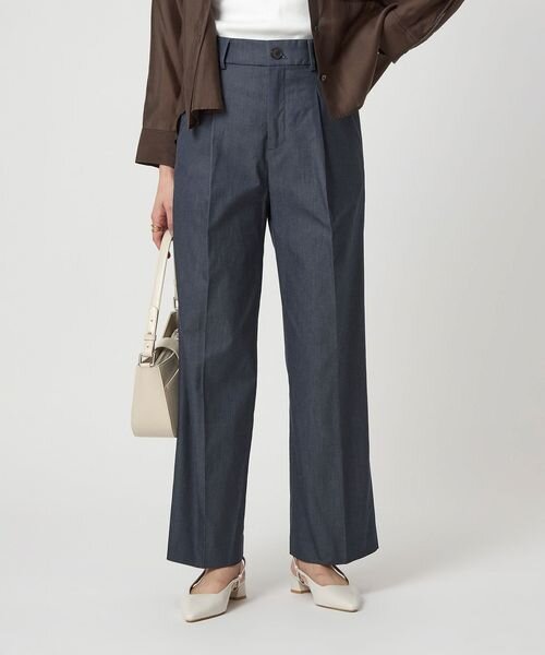 ［size SHORT/TALLあり］キチントボトムス カバー ワイド パンツ シャンブレー