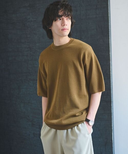 BREEZY ペーパー 半袖 クルーネック ニット Tシャツ ―ハンドウォッシャブル・抗菌・通気性―