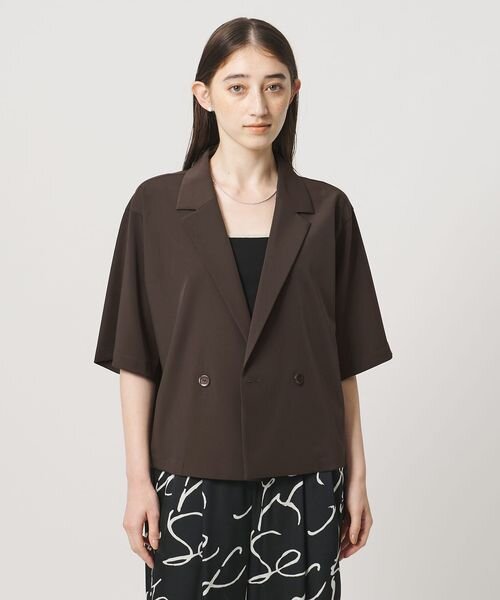 ツイル ハーフスリーブ シャツ ジャケット ‐ストレッチ 防シワ 接触冷感‐