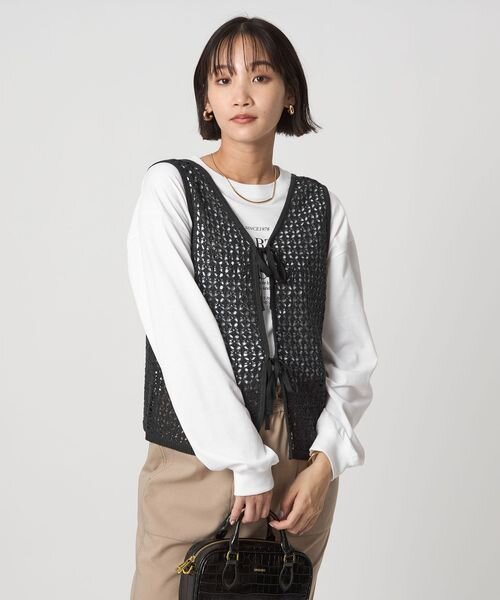 メッシュ 2WAY ノースリーブ ニット プルオーバー ウォッシャブル