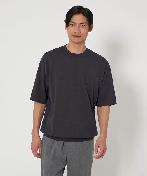 A＋ リネンミックス クルーネック ニット