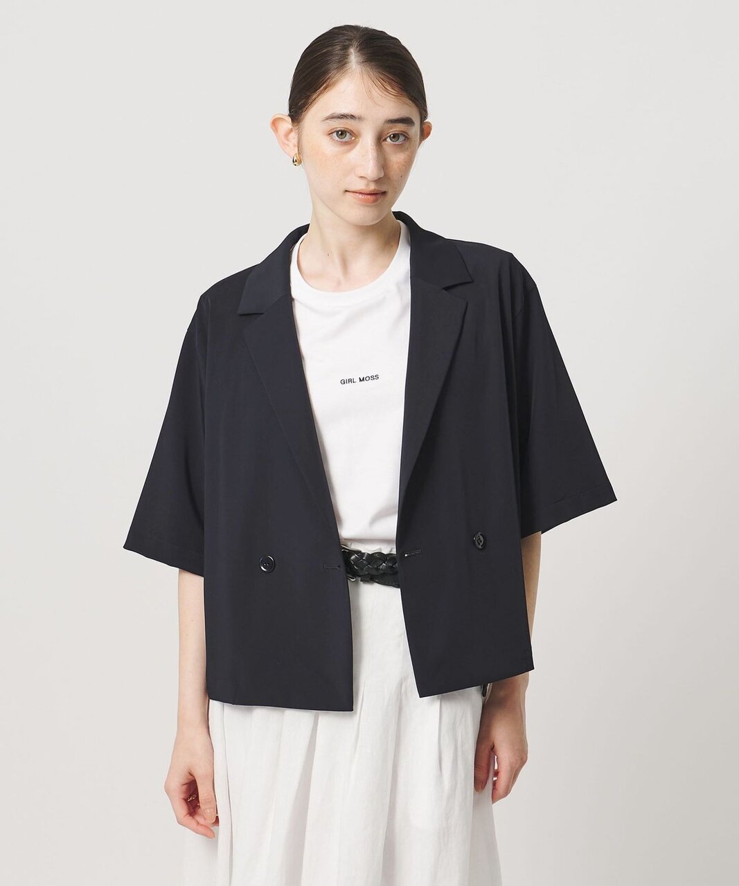 ツイル ハーフスリーブ シャツ ジャケット ‐ストレッチ 防シワ 接触冷感‐