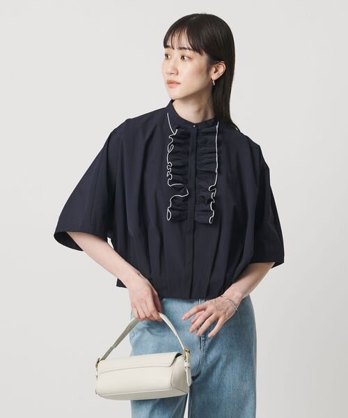 メロー フリル シャツ ブラウス ‐防しわ 吸水速乾 UVカット 遮熱性