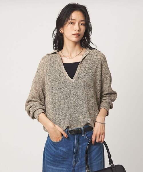 メランジ スキッパー ニット