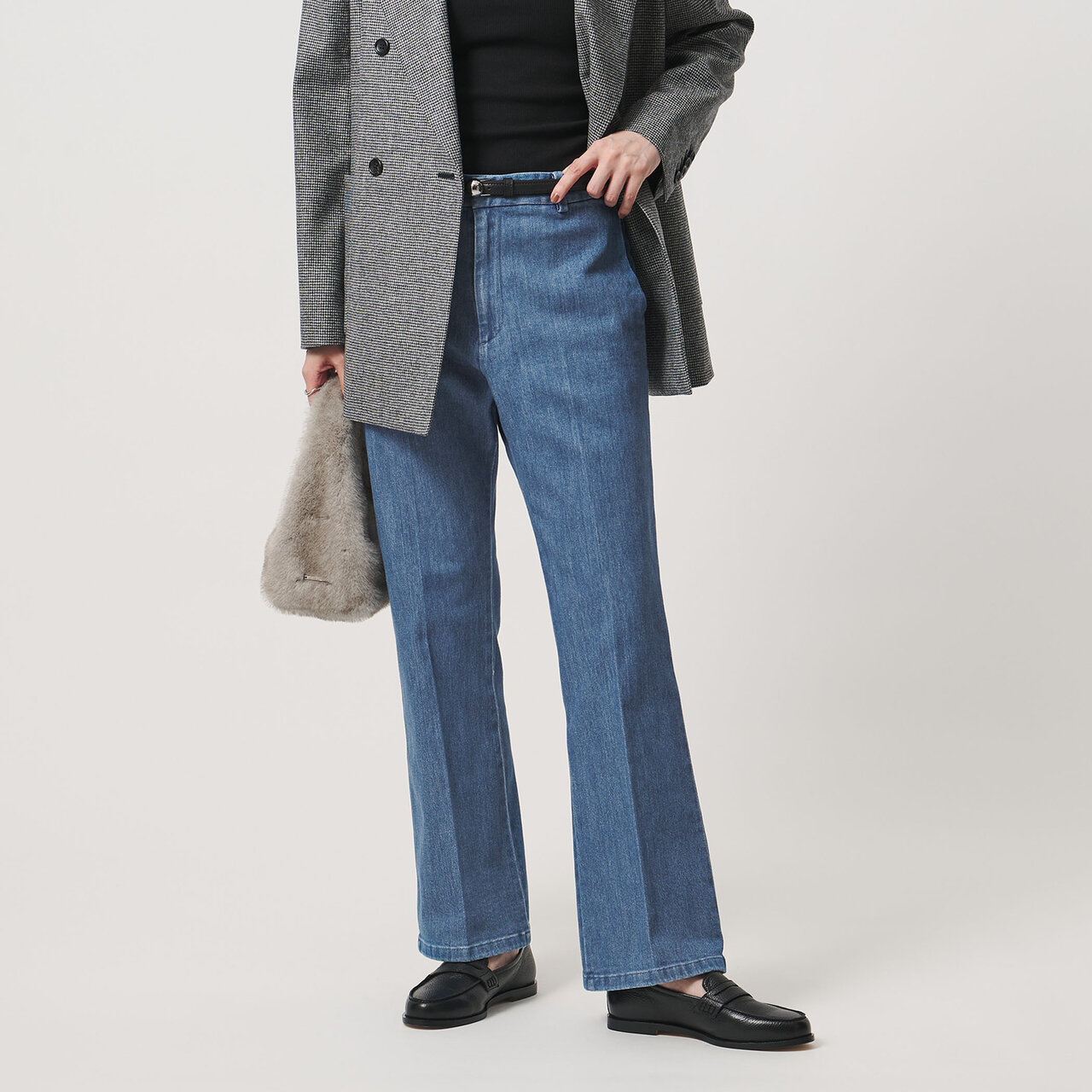 デニム フレアパンツ LT.BLUE ‐ストレッチ ウォッシャブル‐