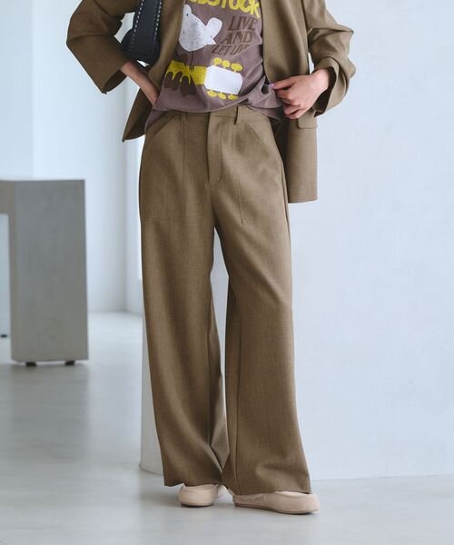 【WEB限定 Wardrobe DAILY MINIMAL】メランジ ステッチワイドパンツ ウォッシャブル