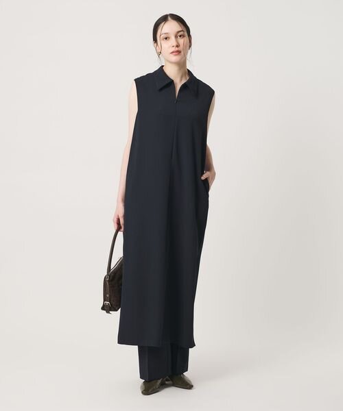 【WEB限定 Wardrobe DAILY MINIMAL】ダブルクロス スキッパーワンピース ウォッシャブル