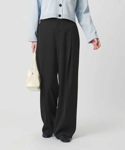 【WEB限定 Wardrobe DAILY MINIMAL】ダブルクロス タックワイドストレートパンツ ウォッシャブル