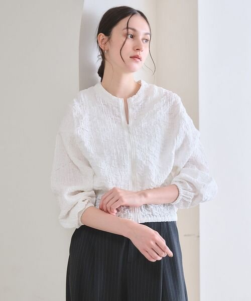 WEB限定】シャーリング ジップ シャツ