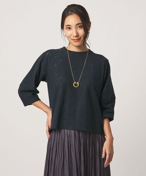リーフジャガード ランタンスリーブ 7分袖