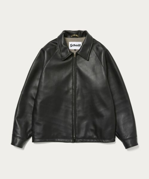 レザー チェック ブルゾン