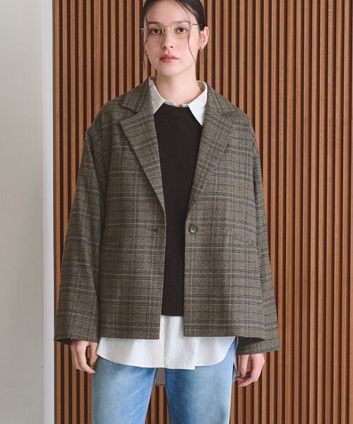 【WEB限定 Wardrobe DAILY MINIMAL】テーラード チェック ジャケット