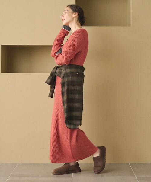 【WEB限定 Wardrobe DAILY MINIMAL】リブニット フレアワンピース