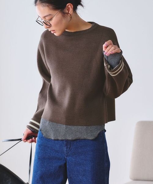 【WEB限定 Wardrobe DAILY MINIMAL】リバーシブルボーダー ニットプルオーバー ウォッシャブル