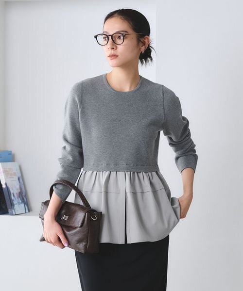 【WEB限定 Wardrobe DAILY MINIMAL】レイヤードフレアニットプルオーバー ウォッシャブル