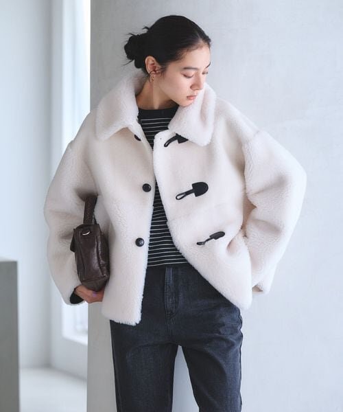 【WEB限定】ボア×フェイクムートン ループボタンジャケット 2WAY