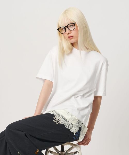 レースドッキング ショートスリーブ Tシャツ