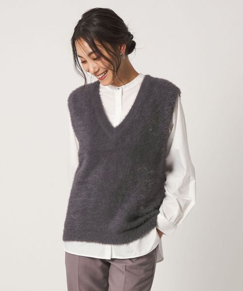 フェザー Vネックベスト＋シャツ ‐セットアイテム‐
