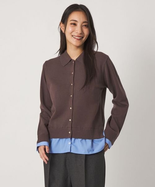 シャツ×ニット ドッキングプルオーバー ‐ウォッシャブル‐