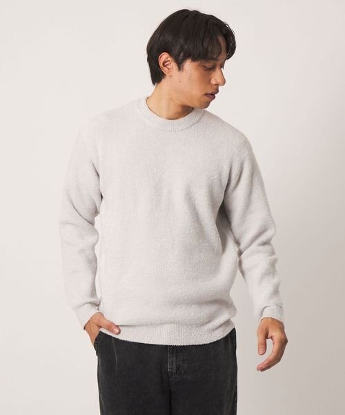 フェザーヤーン ミラノリブ クルーネックニット―ウォッシャブル―