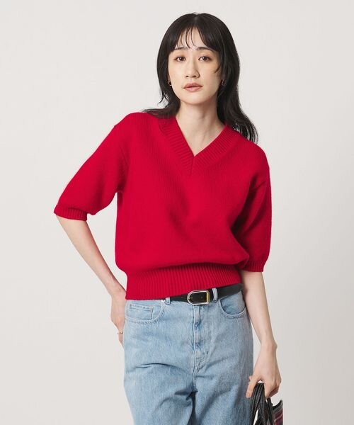 CA/W ハーフスリーブ Vネック ニット