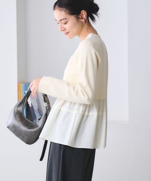 【WEB限定 Wardrobe DAILY MINIMAL】レイヤードフレアニットプルオーバー ウォッシャブル