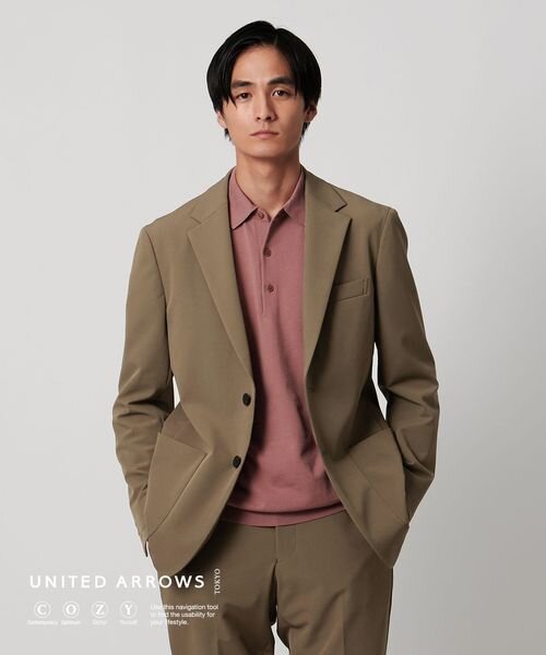 ドビー シングル 2ボタン シングル テーラードジャケット UA COZY ウォッシャブル 2WAYストレッチ はっ水 着用シワ