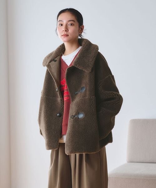 【WEB限定】ボア×フェイクムートン ループボタンジャケット 2WAY