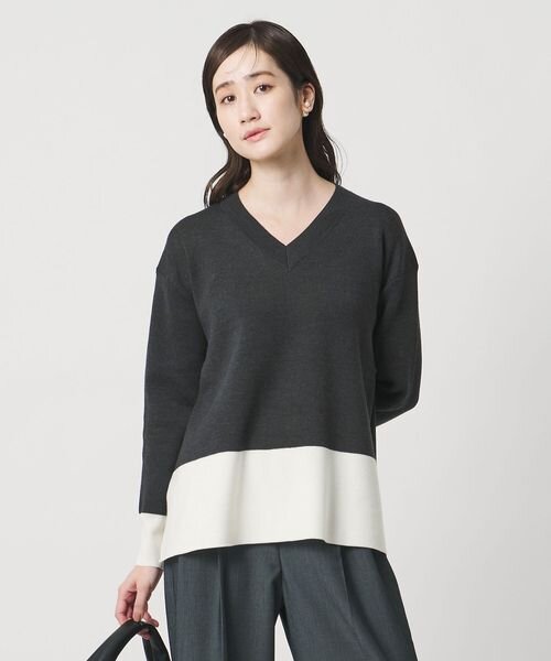 ウールブレンド Vネックニット ‐ウォッシャブル‐